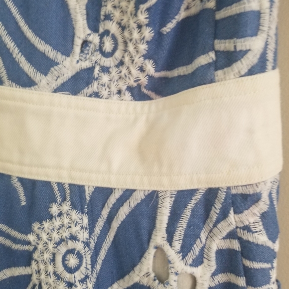 Ramy Brooke Shannon Blue Eyelet Floral Mini Shirt Dress Size - Picture 10 of 10